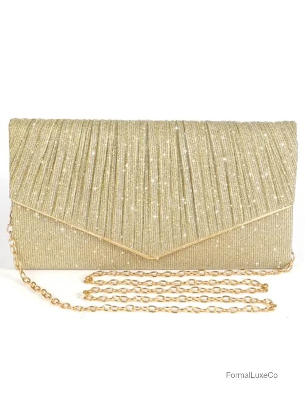 Sequined Clutch Evening Bag with Detachable Chain Crossbody